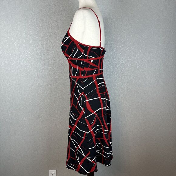 Vintage 90s y2k Betsey Johnson A-Line Dress Size 8 Black Red White Abstract Silk - Picture 3 of 8